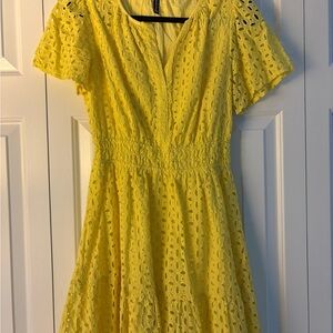 Yellow Eyelet Lace Dress